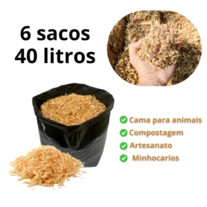 Serragem Maravalha Madeira Natural 40lt Kit 6 Sacos