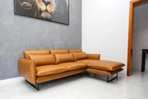 Sofá Ibiza Couro Legítimo La Paz C/ Chaise Camel 2.10mt