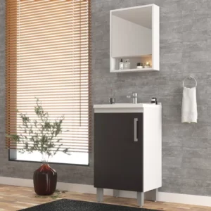 Conjunto Balcão de Banheiro 45cm 453 Branco/grafite - Cewal